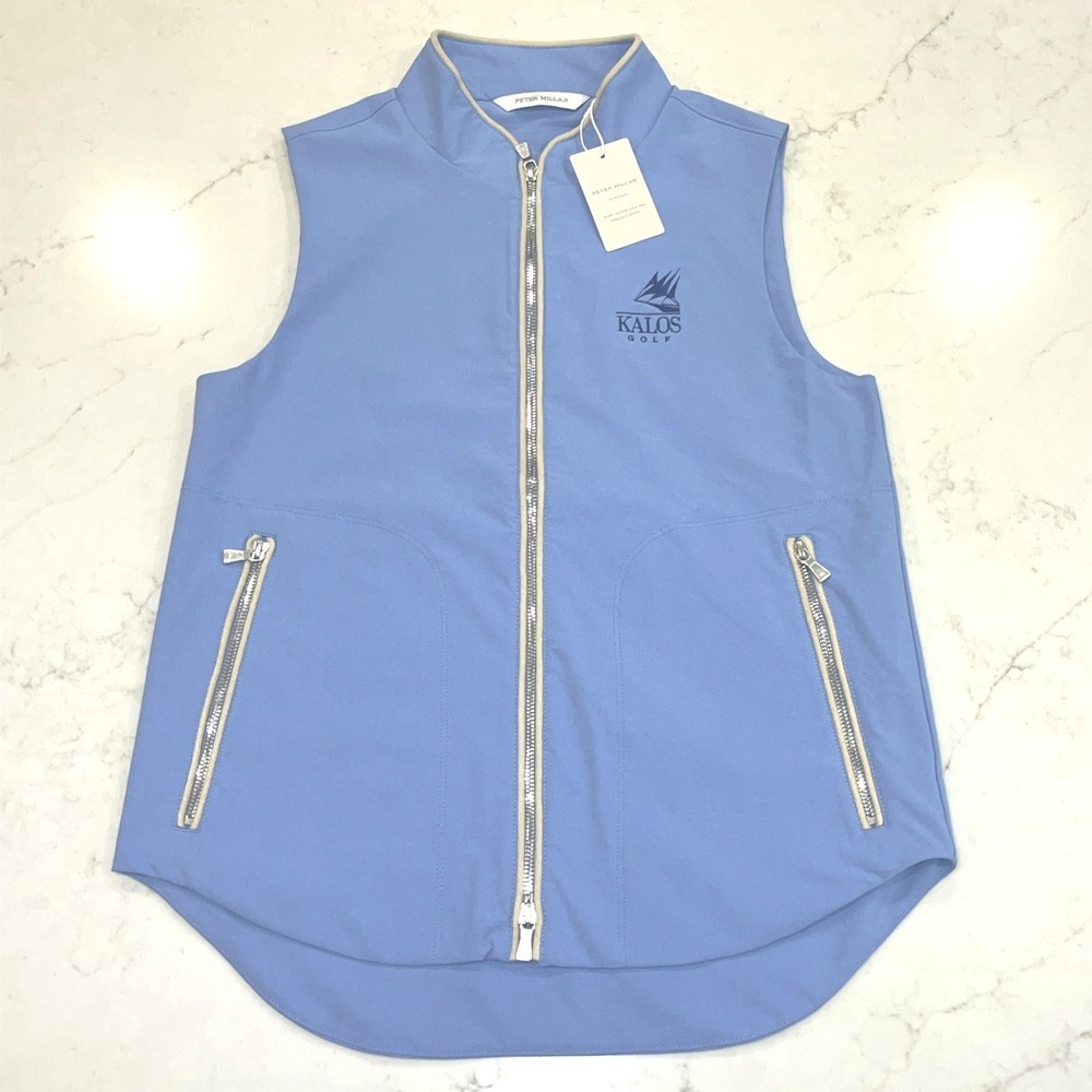 Peter Millar NEW Surge Vest Womens Small Blue Full Zip Pockets KALOS Golf Active